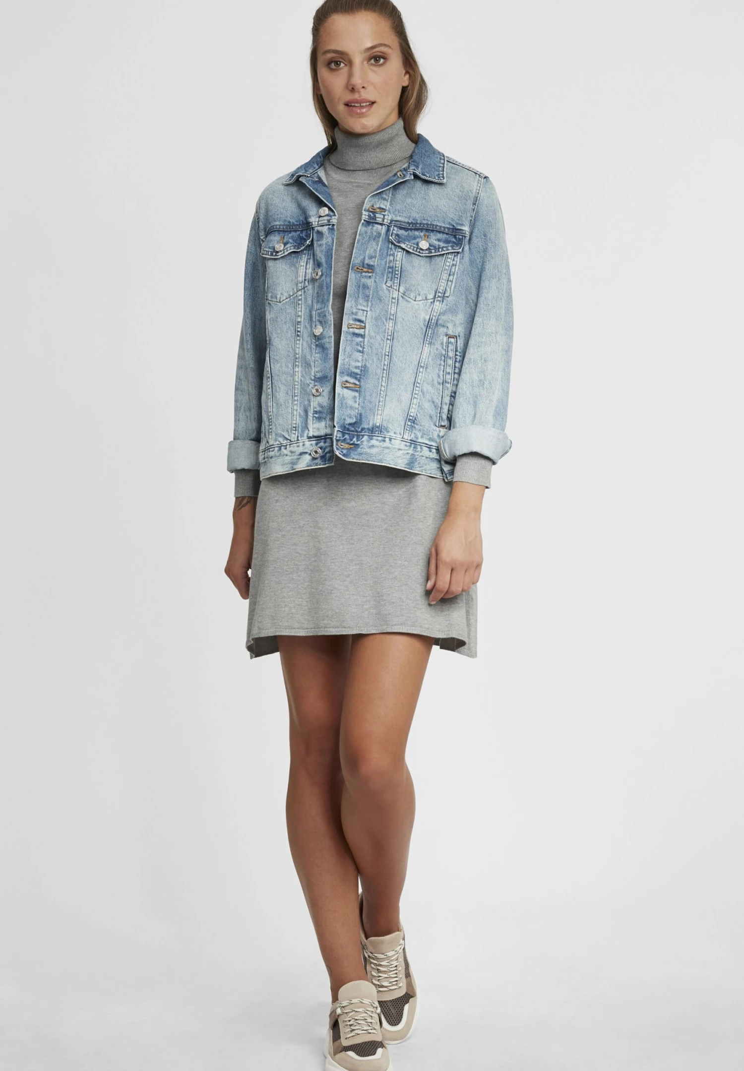 OXMO Oxwinala - Vestido De Punto - Medium Grey Melange 2 OXMO Oxwinala - Vestido De Punto - Medium Grey Melange - Imagen 2