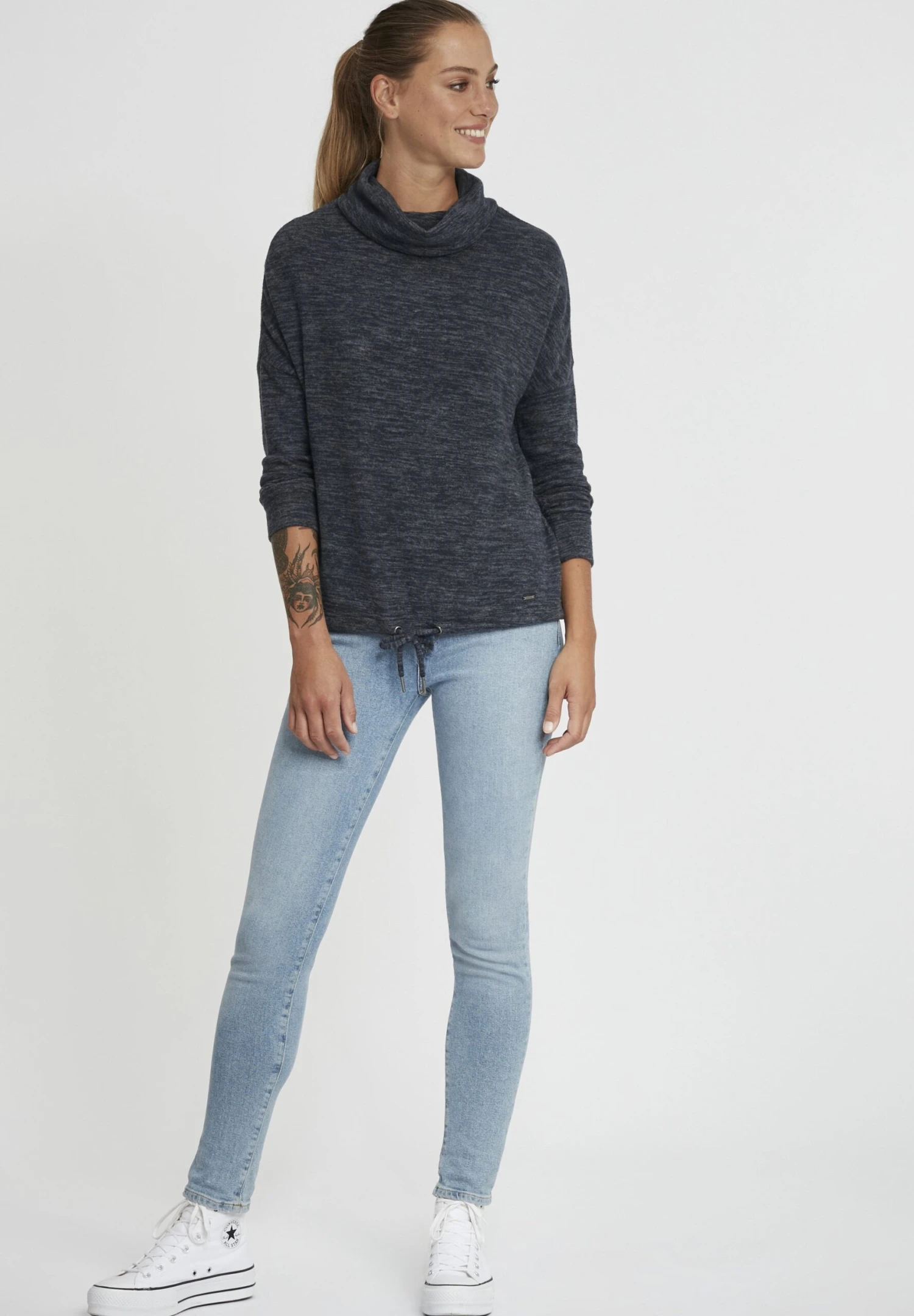 OXMO Oxbelma - Jersey Con Capucha - Insignia Blue Melange 2 OXMO Oxbelma - Jersey Con Capucha - Insignia Blue Melange - Imagen 2