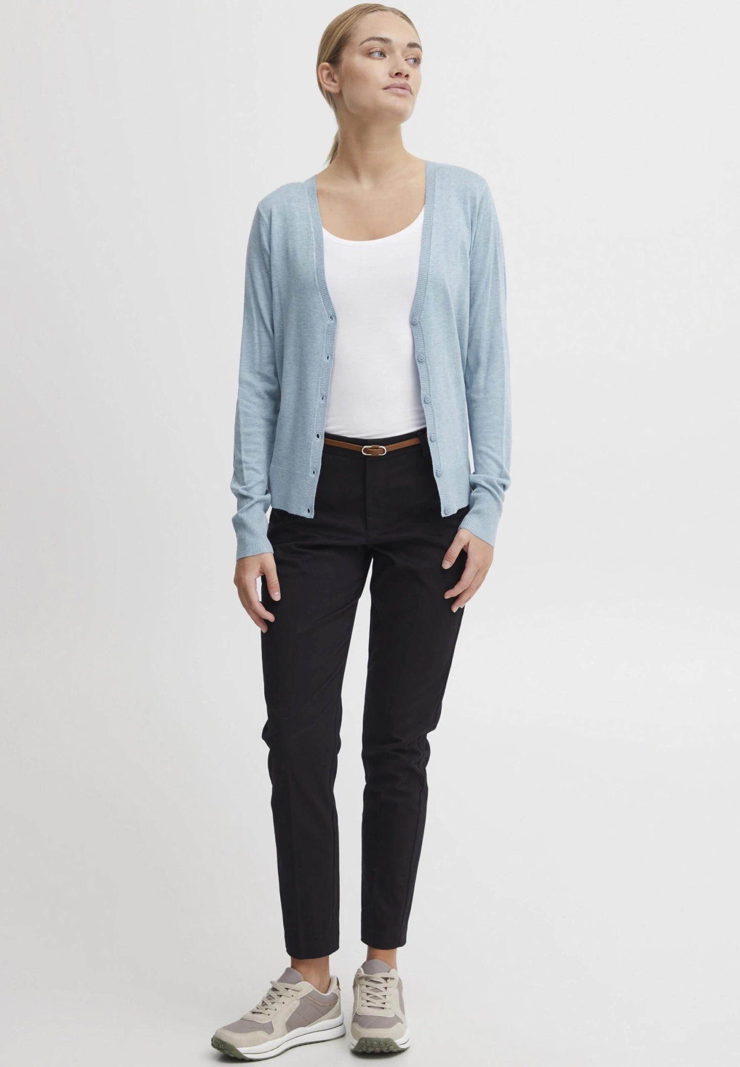 OXMO Oxhelene - Chaqueta De Punto - Blue Bell Melange 2 OXMO Oxhelene - Chaqueta De Punto - Blue Bell Melange - Imagen 2