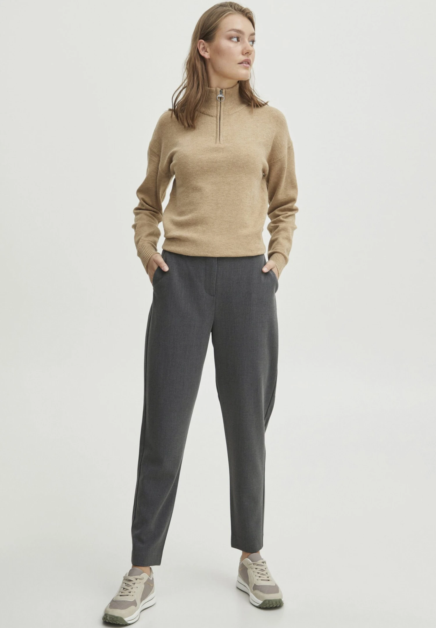 OXMO Oxdovine - Pantalones Chinos - Dark Grey Melange 2 OXMO Oxdovine - Pantalones Chinos - Dark Grey Melange - Imagen 2