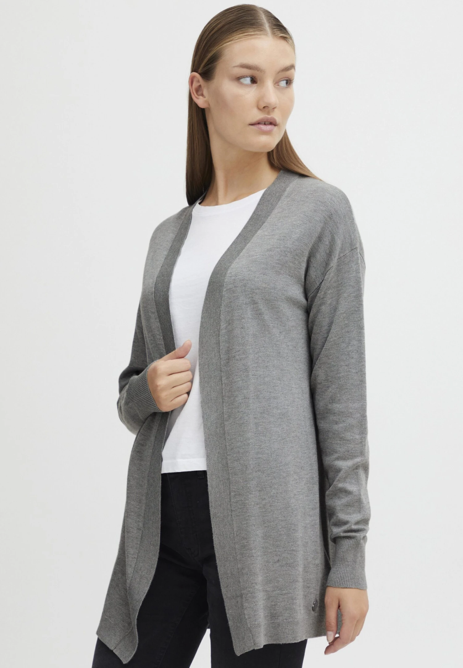 OXMO Oxkat - Chaqueta De Punto - Mid Grey Melange 1 OXMO Oxkat - Chaqueta De Punto - Mid Grey Melange