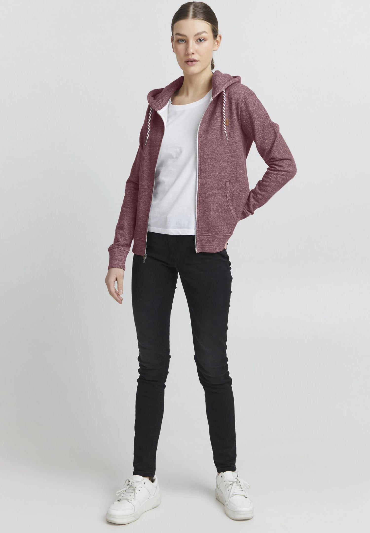 OXMO Celia - Sudadera Con Cremallera - Wine Red Melange 2 OXMO Celia - Sudadera Con Cremallera - Wine Red Melange - Imagen 2