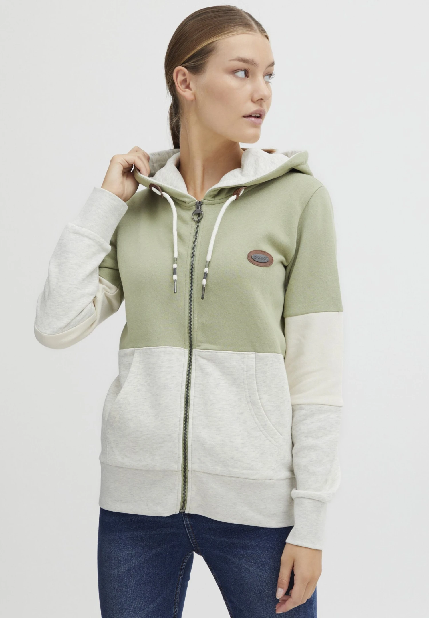 OXMO Kate - Sudadera Con Cremallera - Seagrass 1 OXMO Kate - Sudadera Con Cremallera - Seagrass